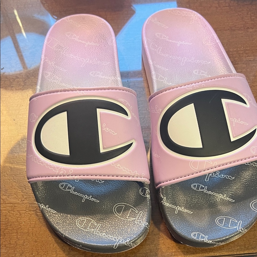 Champion womens Light Pink and grey Slides